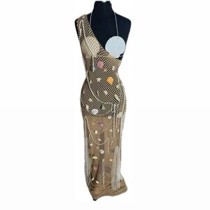 Tan Mesh Seashells Dress